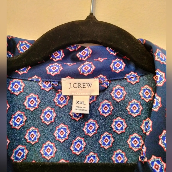 J. Crew Navy Printed Pajama Style Blouse Size XXL - Picture 4 of 10